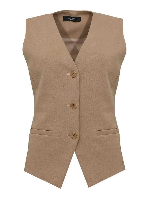 WEEKEND MAX MARA: ベスト＆チョッキ - ウェストコート/ジレ - ブラウン