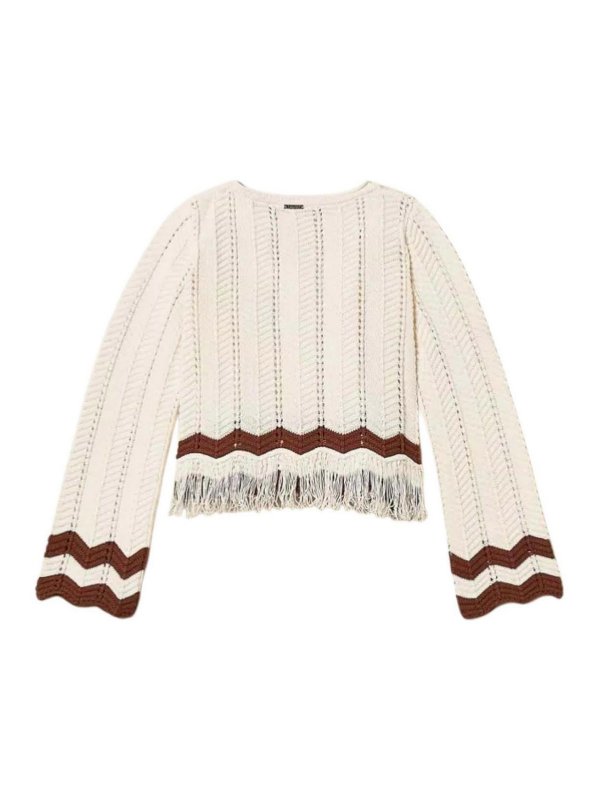 TWINSET: maglia collo rotondo online - Maglie Bicbianco/Dark Root