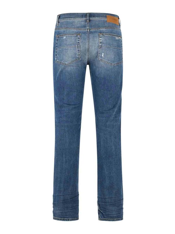 AMIRI: straight leg jeans online - Stack Blue Cotton Jeans