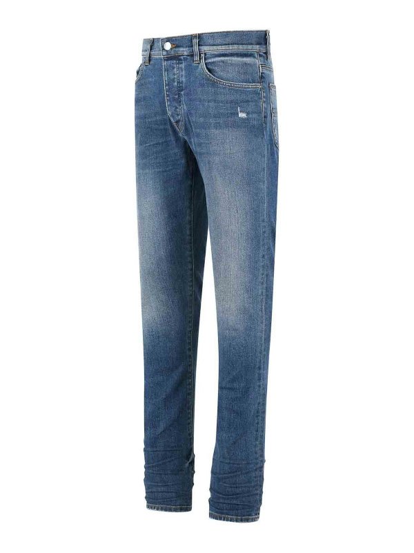 The Best Shops AMIRI: straight leg jeans - Stack Blue Cotton Jeans