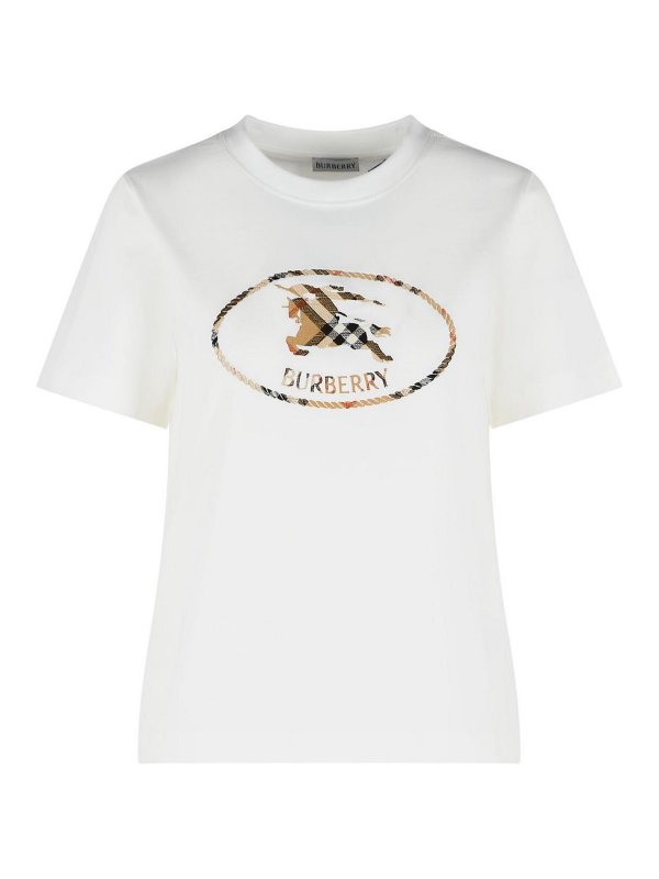 BURBERRY: t-shirts - Frankie White Cotton T-Shirt