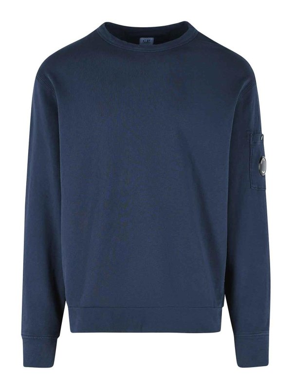 C.P. COMPANY: Sweatshirts & Sweaters - Blue Cotton Sweatshirt