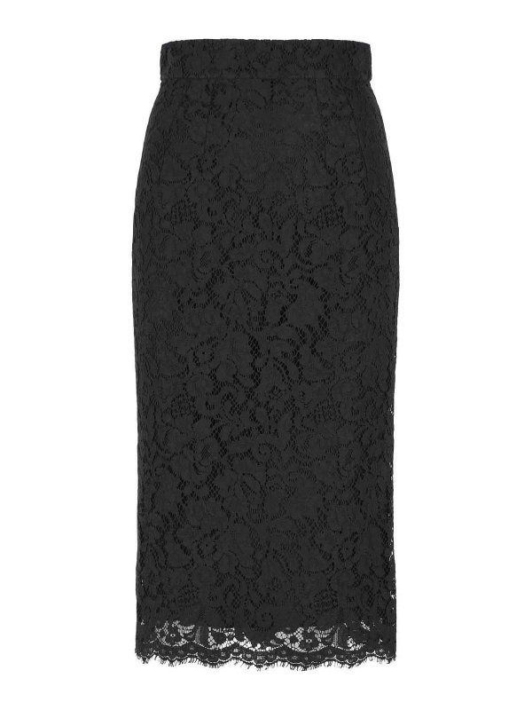 DOLCE & GABBANA: Jupes midi et au genou - Jupe Midi - Noir