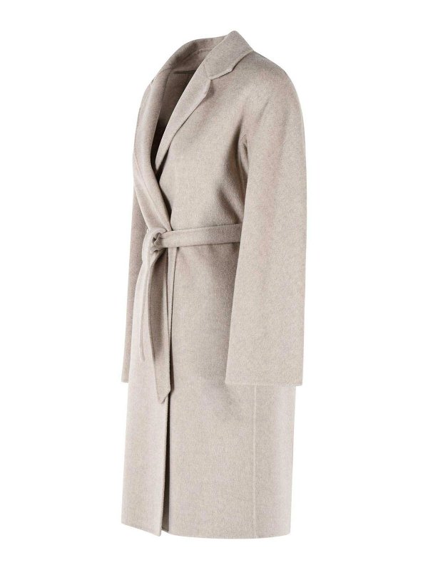 The Best Shops Max Mara: knee length coats - Aceri Sand Cachemire Wrap Coat