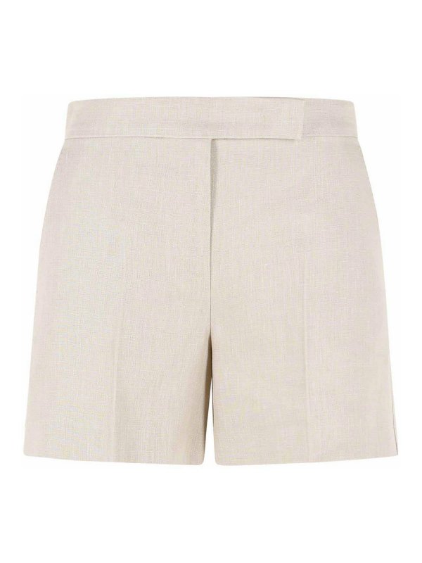 Max Mara: Trousers Shorts - Landa Shorts In Sand-Coloured Linen Mat