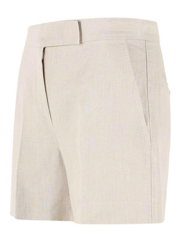 The Best Shops Max Mara: Trousers Shorts - Landa Shorts In Sand-Coloured Linen Mat