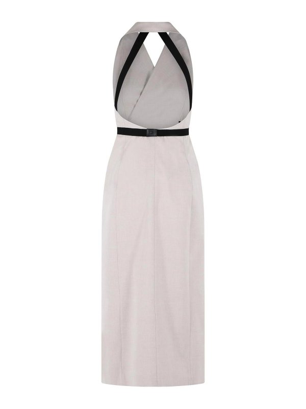 Max Mara: knee length dresses online - Cime Beige Cotton And Wool Canvas Dress