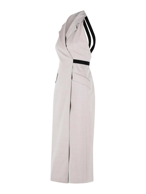 The Best Shops Max Mara: knee length dresses - Cime Beige Cotton And Wool Canvas Dress