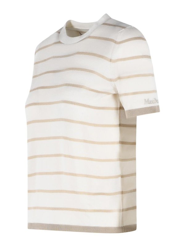 The Best Shops Max Mara: Strickpullover mit Rundhalsausschnitt - Rundhalspullover - Weiß