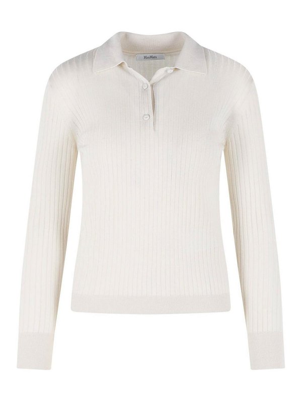 Max Mara: crew necks - Gitano Ivory Cashmere And Silk Sweater