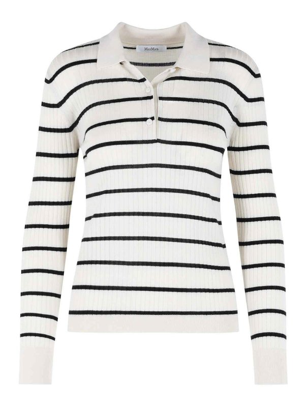Max Mara: Strickpullover mit Rundhalsausschnitt - Rundhalspullover - Creme
