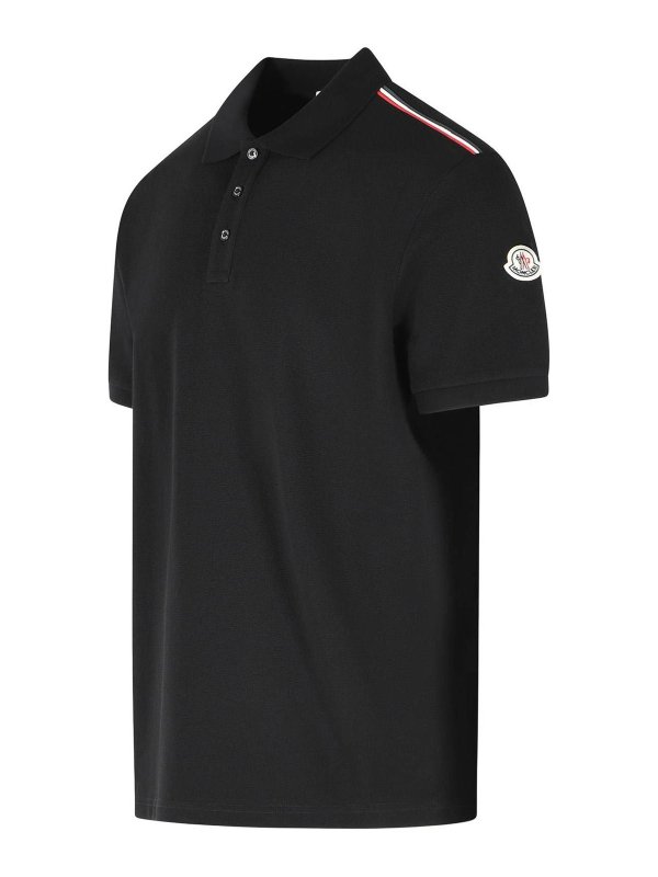The Best Shops MONCLER: polo shirts - Black Cotton Polo Shirt