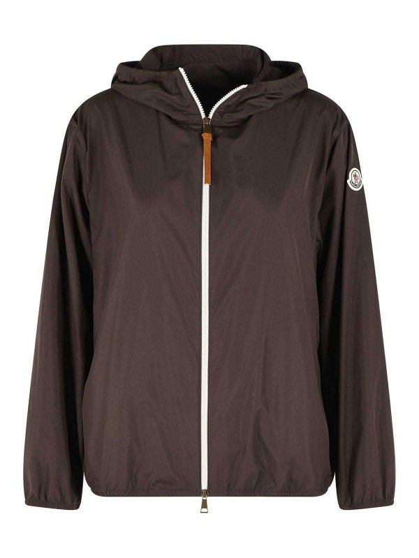 MONCLER: casual jackets - Fegeos Brown Polyester Hooded Jacket