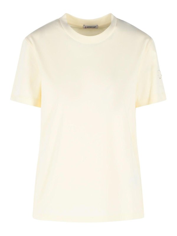 MONCLER: T-shirts - T-Shirt - Crème