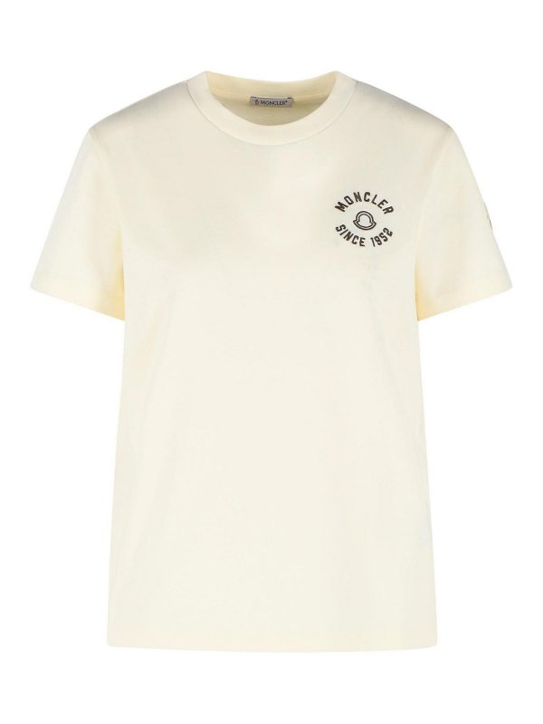 MONCLER: T-shirts - T-Shirt - Crème