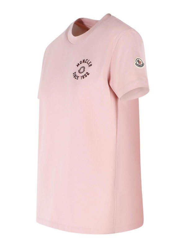 The Best Shops MONCLER: t-shirts - Pink Cotton T-Shirt
