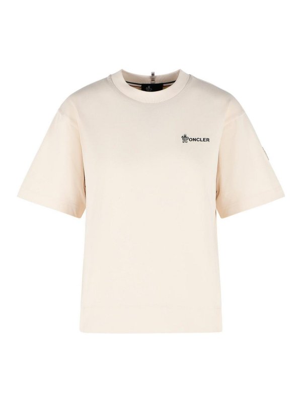 MONCLER: t-shirts - Ivory White Cotton T-Shirt