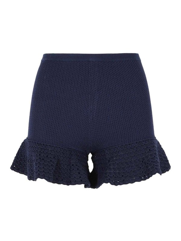 Self Portrait: トラウザーショーツ - ショートパンツ - ダークブルー