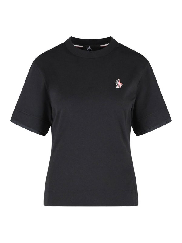 MONCLER: t-shirts - Black Cotton T-Shirt