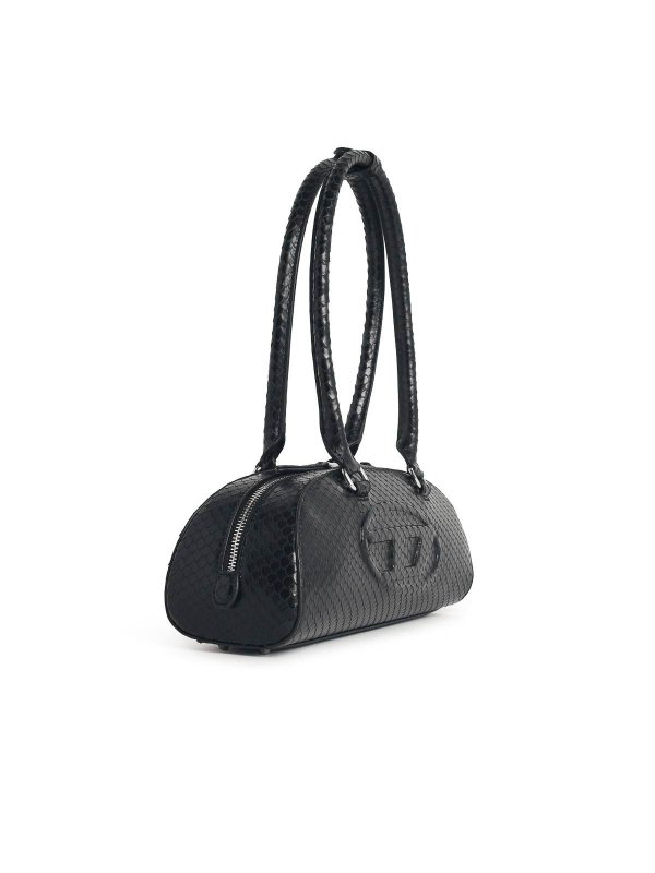 DIESEL: bauletti online - Borsa in pelle nera 1Dr Dome-Bowling