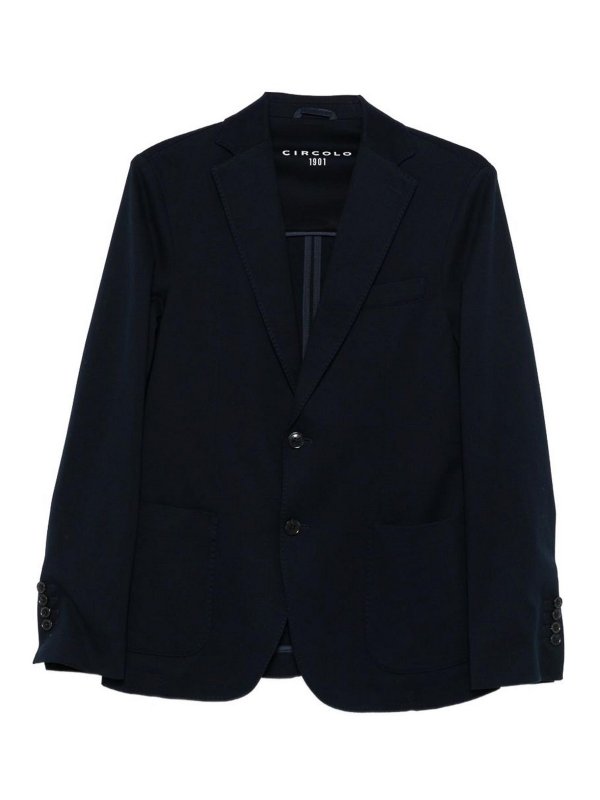 CIRCOLO 1901: blazers - Single-Breasted Navy Blue Cotton Jacket