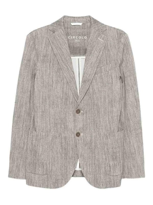 CIRCOLO 1901: blazers - Beige Cotton Scrub Jacket With Notch Lapels