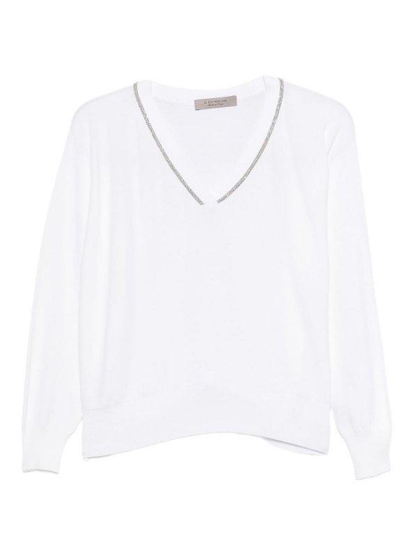 D.EXTERIOR: Col en V - Pull À Col V - Blanc