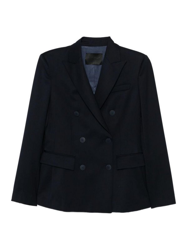 DONDUP: blazers - Double-Breasted Jacket In Blue With Pockets