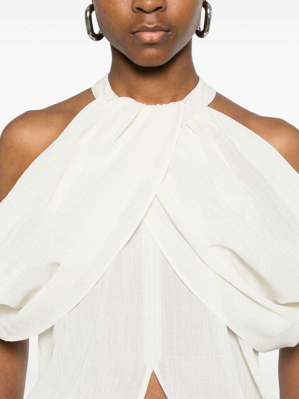 ELEH buy online Top In Crema Con Volant