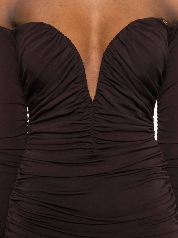 The Best Shops ELISABETTA FRANCHI: short dresses - Short Brown Dress With Ruffles