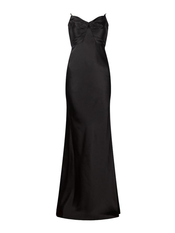 ELISABETTA FRANCHI: maxi dresses - Red Carpet Satin Long Dress