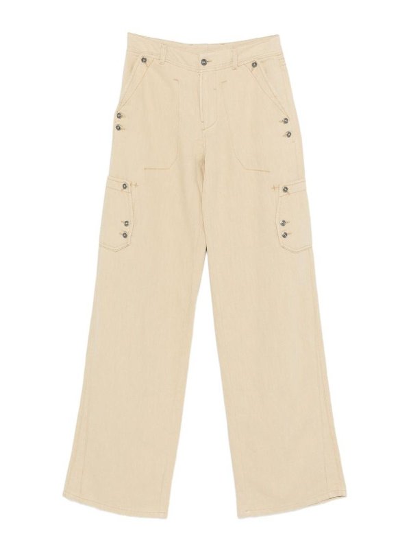 ERMANNO SCERVINO: straight leg jeans - Soft Jeans In Beige Linen And Cotton
