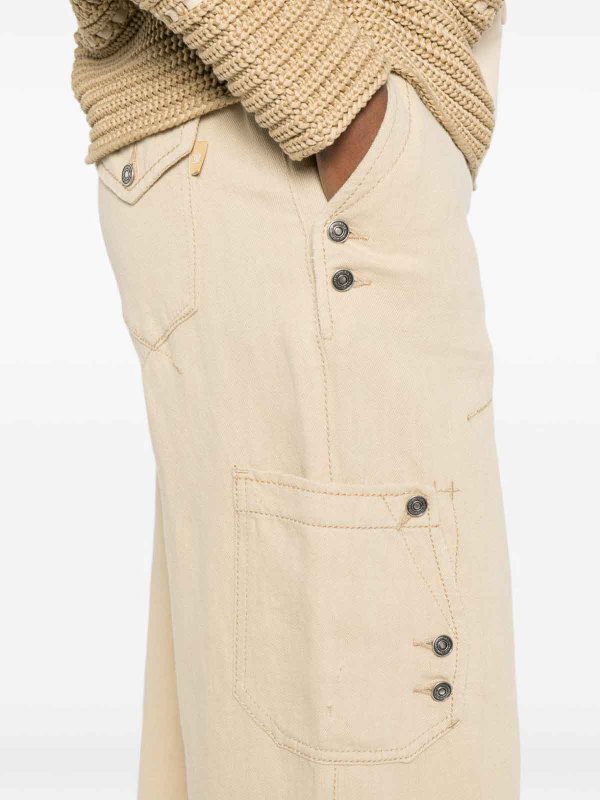 ERMANNO SCERVINO: straight leg jeans online - Soft Jeans In Beige Linen And Cotton