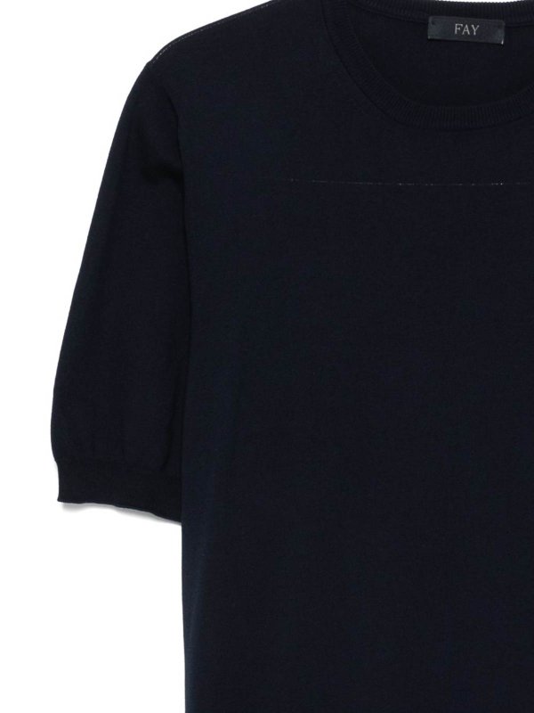 FAY: t-shirts online - Blue Crew Neck T-Shirt