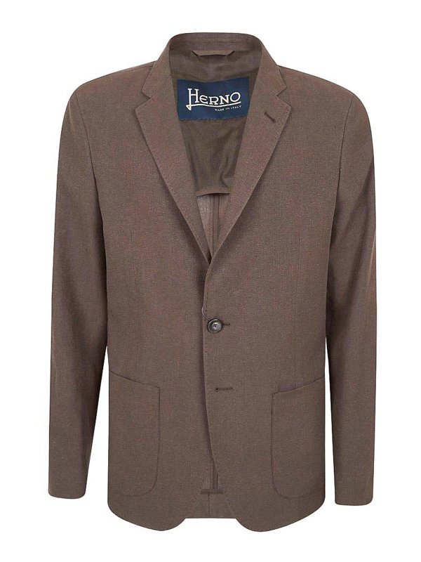 HERNO: blazers - Brown Single-Breasted Blazer