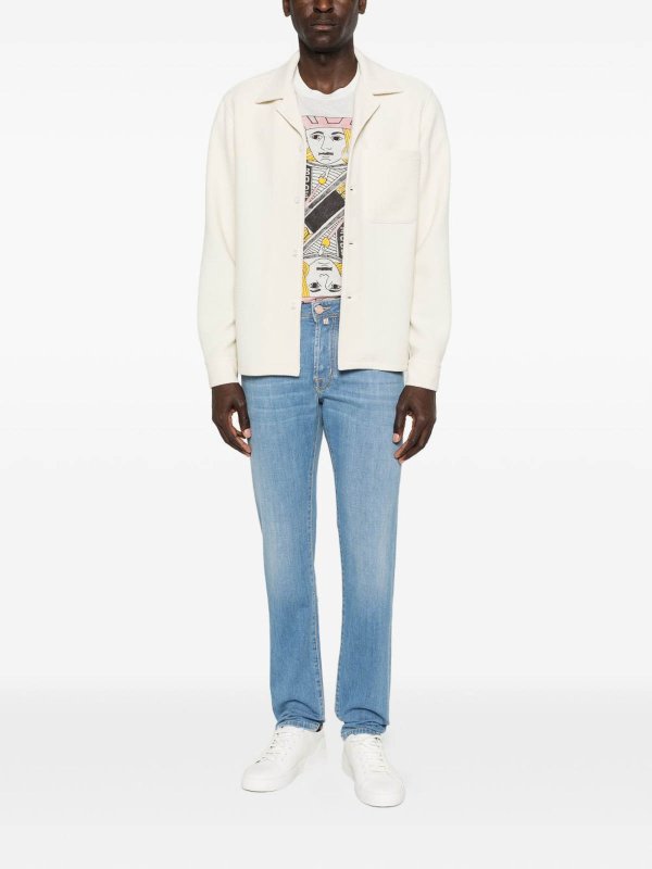JACOB COHEN: straight leg jeans online - Blu Bard Jeans With Pockets