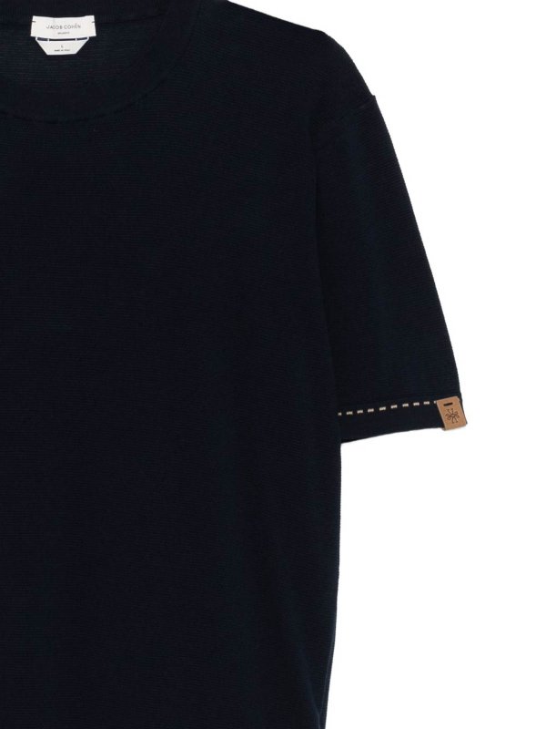 The Best Shops JACOB COHEN: t-shirts - Navy Blue T-Shirt With Logo Patch