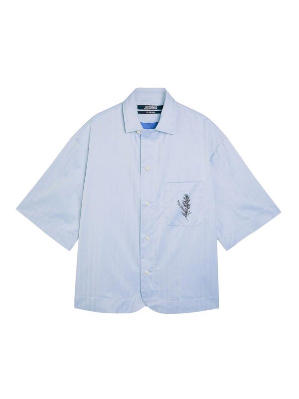 JACQUEMUS: camicie online - Camicia A Maniche Corte In Cotone Azzurro