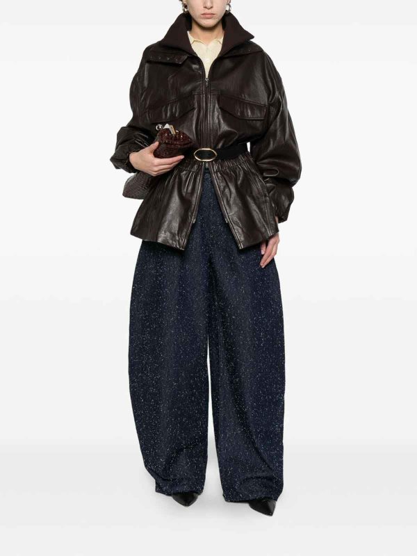 JACQUEMUS: straight leg jeans online - Curved-Cut De-Nmes Denim Trousers