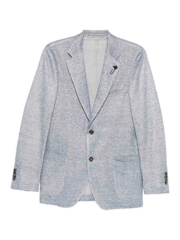 LARDINI: blazers - Light Blue Single-Breasted Blazer