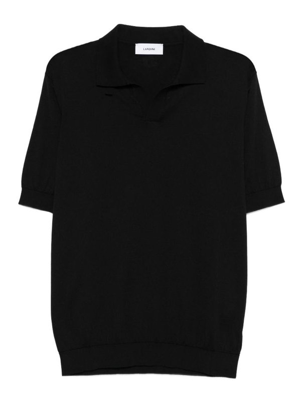LARDINI: polo shirts - Black Cotton Polo