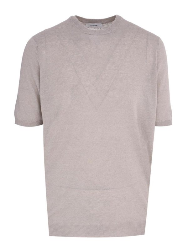 LARDINI: t-shirts - Beige Cotton Crew Neck Short Sleeve T-Shirt