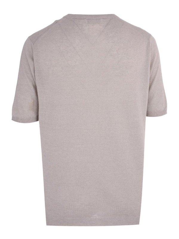 LARDINI: t-shirts online - Beige Cotton Crew Neck Short Sleeve T-Shirt