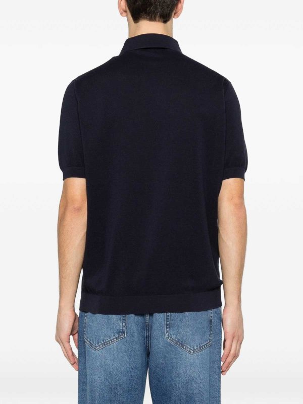 The Best Shops LARDINI: polo shirts - Blue Navy Cotton Short Sleeve Polo