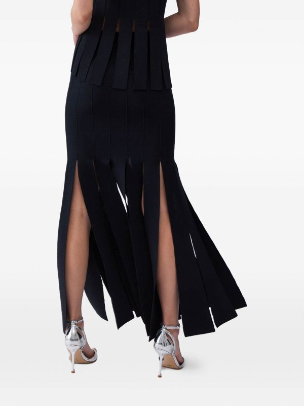 The Best Shops Liu Jo: Gonne Lunghe - Gonna lunga nera con dettaglio frange