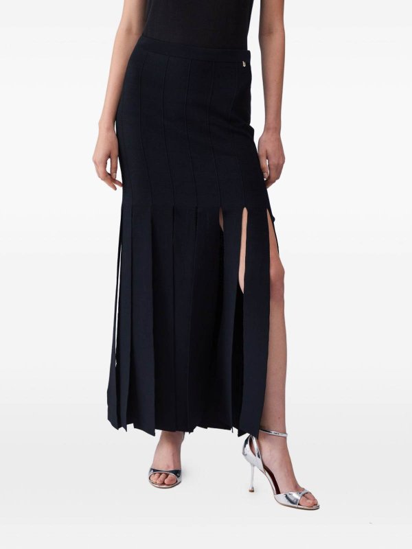 Gonna lunga nera con dettaglio frange Replica 
online: Liu Jo