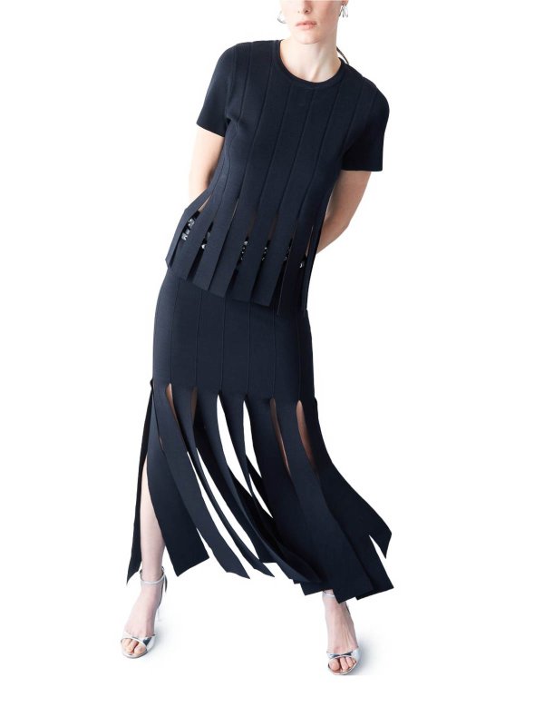 Liu Jo buy online Gonna lunga nera con dettaglio frange