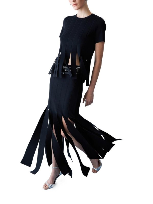 The Best Shops Liu Jo: Gonna lunga nera con dettaglio frange