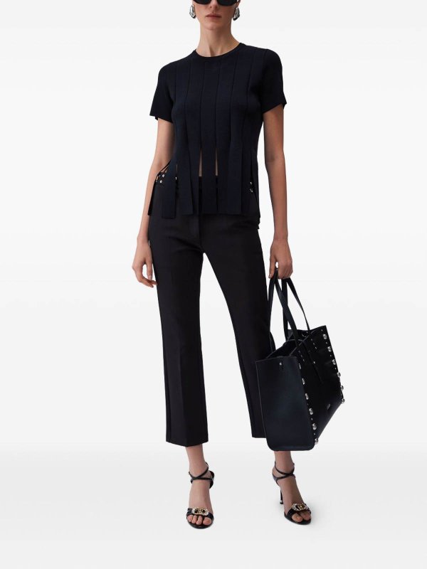 The Best Shops Liu Jo: t-shirts - Black Slim-Fit T-Shirt With Fringe Cut