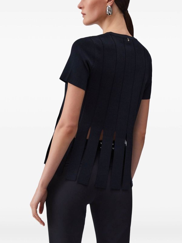 Black Slim-Fit T-Shirt With Fringe Cut Replica 
online: Liu Jo